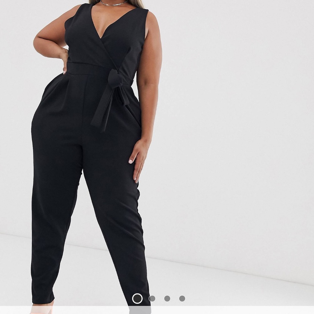 Black fortune tie waist jumpsuit NWOT